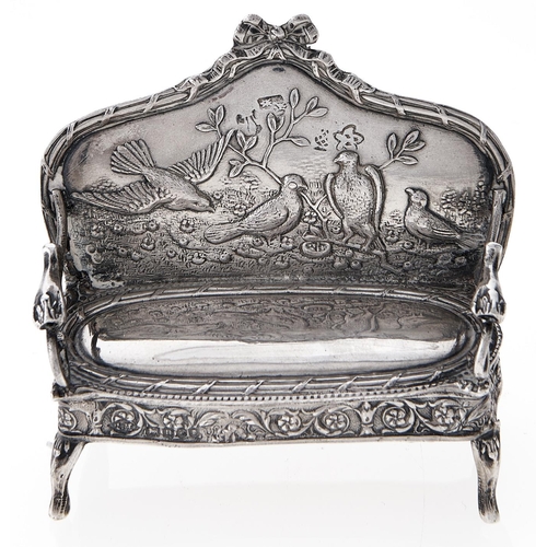 Appraisal: A Continental miniature silver settee in Louis XV style the