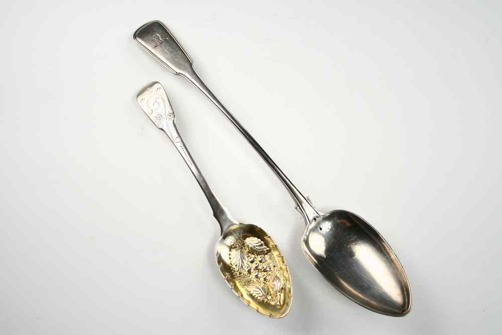 Appraisal: SERVING SPOONS - Two piece lot of hallmarked sterling -