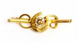 Appraisal: A vintage ct gold and white stone bar brooch length