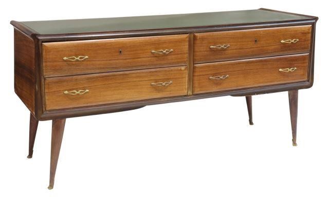 Appraisal: Italian mid-century modern rosewood chest of drawers c s shaped