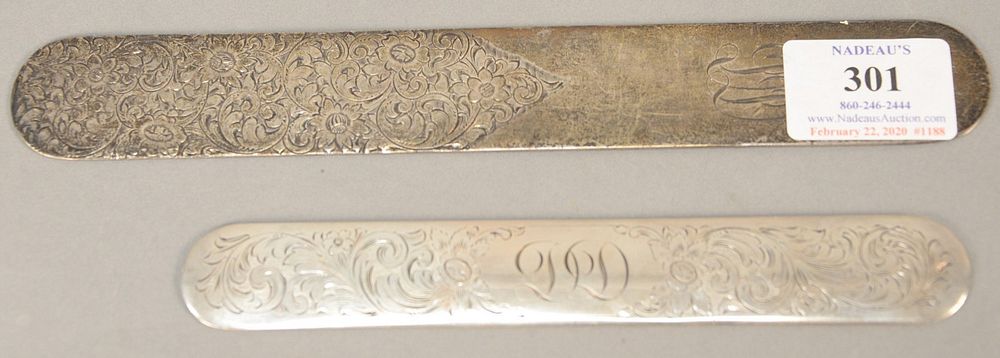 Appraisal: Two sterling silver page turners one Shreve Crump and Low