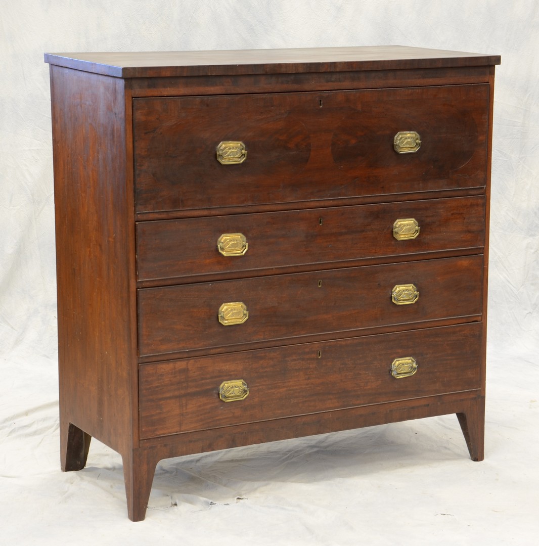 Appraisal: Mahogany American Federal butlers desk rectangular top with veneered edge