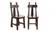 Appraisal: CHAIRS - Pair of Arts Crafts pine carved plank seat