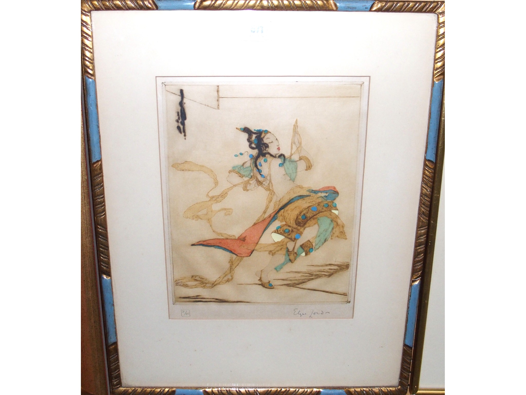 Appraisal: ELYSE ASHE LORD Exotic dancer signed coloured etching of in