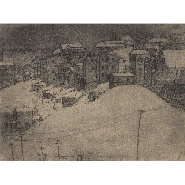 Appraisal: E T Hurley etching Mt Adams Scene with the Cincinnati