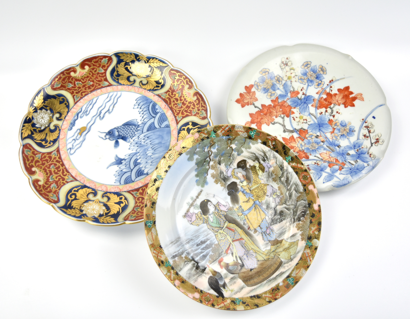 Appraisal: Japanese th C imari porcelain plates paint in gilt one