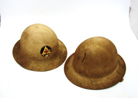 Appraisal: Lot of US WWI style white painted steel helmets used