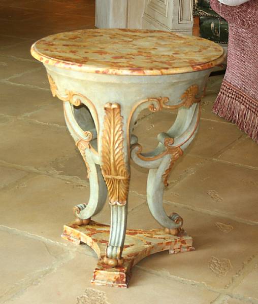 Appraisal: A Venetian Rococo style painted and faux marble table height