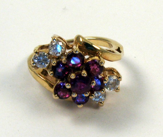 Appraisal: RUBY DIAMOND AND YELLOW GOLD RING The k gold ring