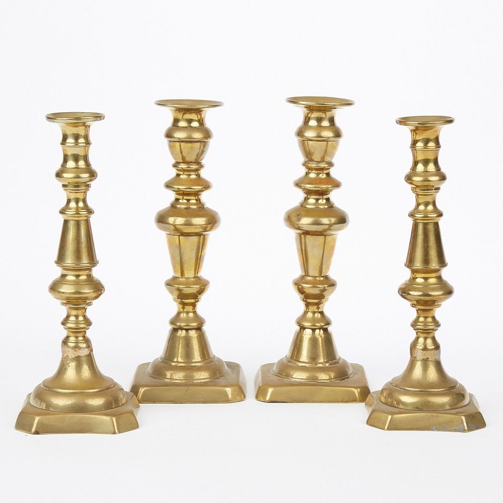 Appraisal: Set th Century English Brass Candlesticks Set of four th