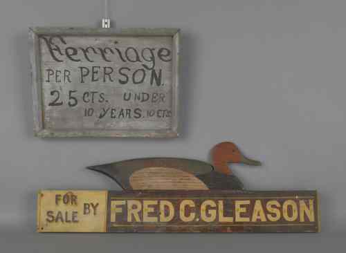 Appraisal: Painted duck decoy trade sign th c h w together