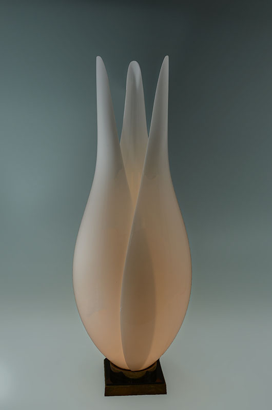 Appraisal: ROUGIER MID CENTURY ACRYLIC TULIP LAMP Three acrylic petal on