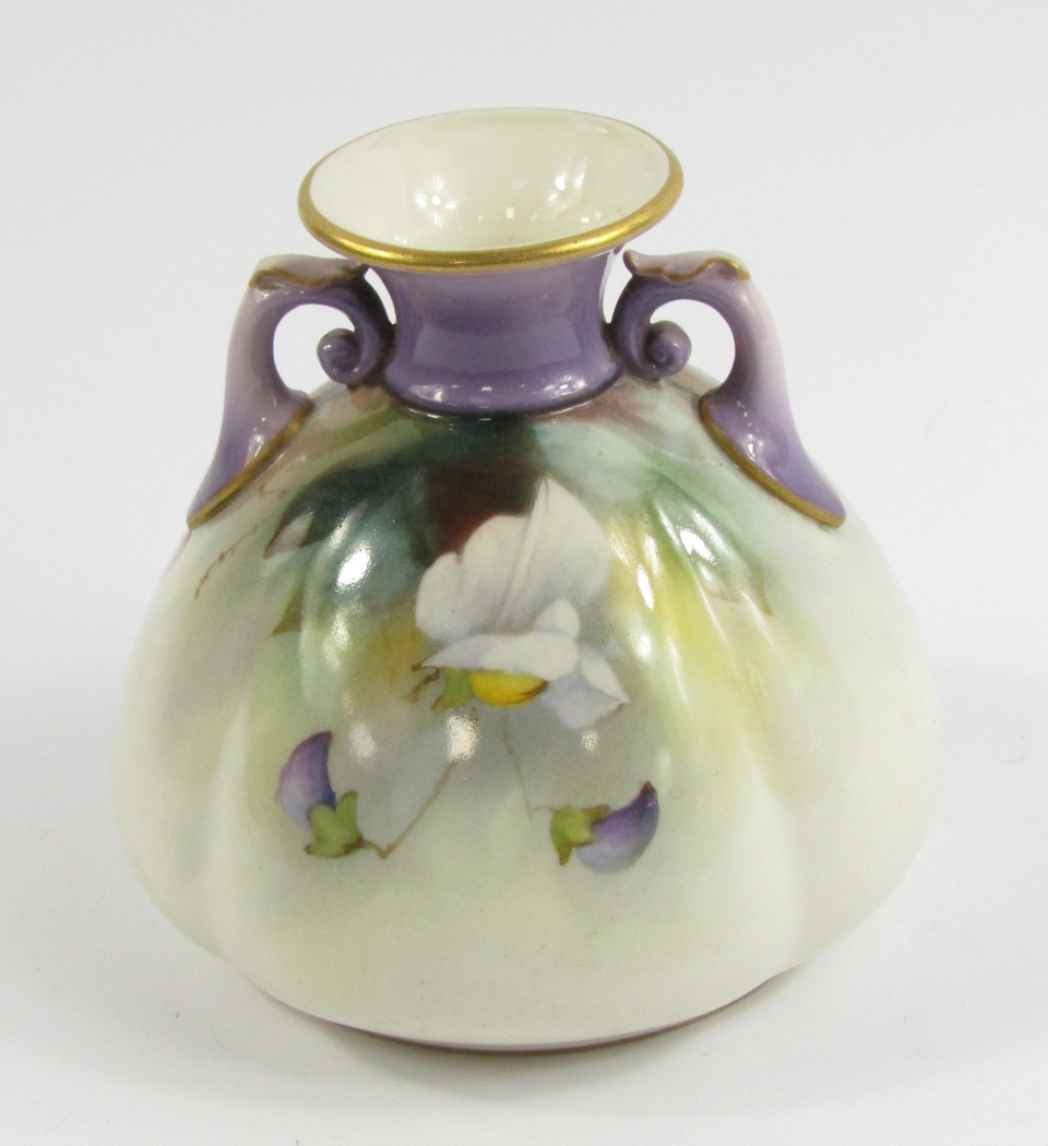 Appraisal: A Hadleys Worcester porcelain vase painted with flowers by H