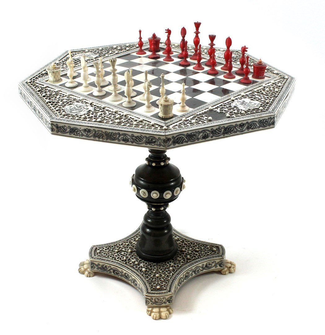 Appraisal: A sandalwood and ivory overlaid miniature occasional table early th