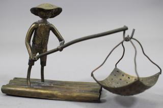 Appraisal: Antique Bronze Chinese Folk Art Fisherman Antique Bronze Chinese Folk