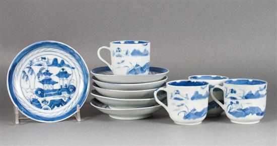 Appraisal: Chinese Export Canton porcelain teacups and saucers second half- th