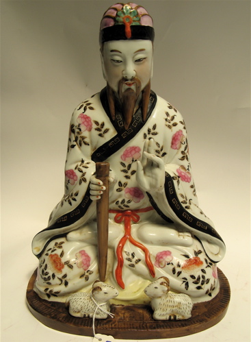 Appraisal: PORCELAIN CHINESE FIGURE OF A DIGNITARY hand painted the bearded