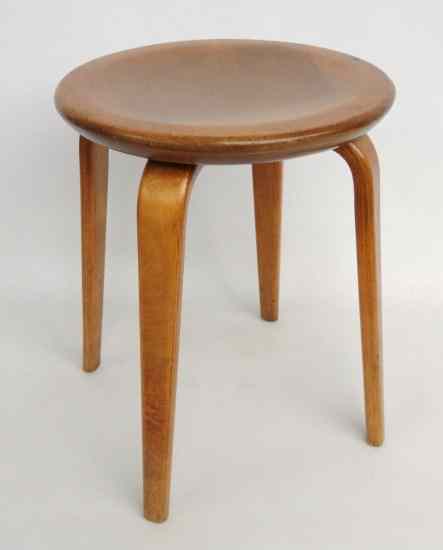 Appraisal: Mid Century labeled Thonet bentwood stool table '' Seat Ht