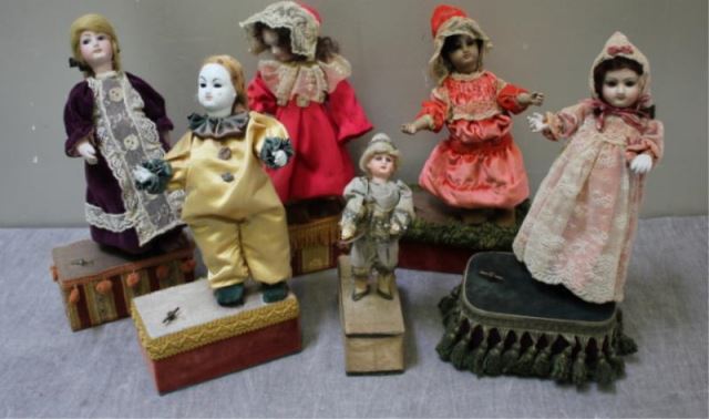 Appraisal: Assorted Vintage Doll Automatons with BisqueHeads To be sold as