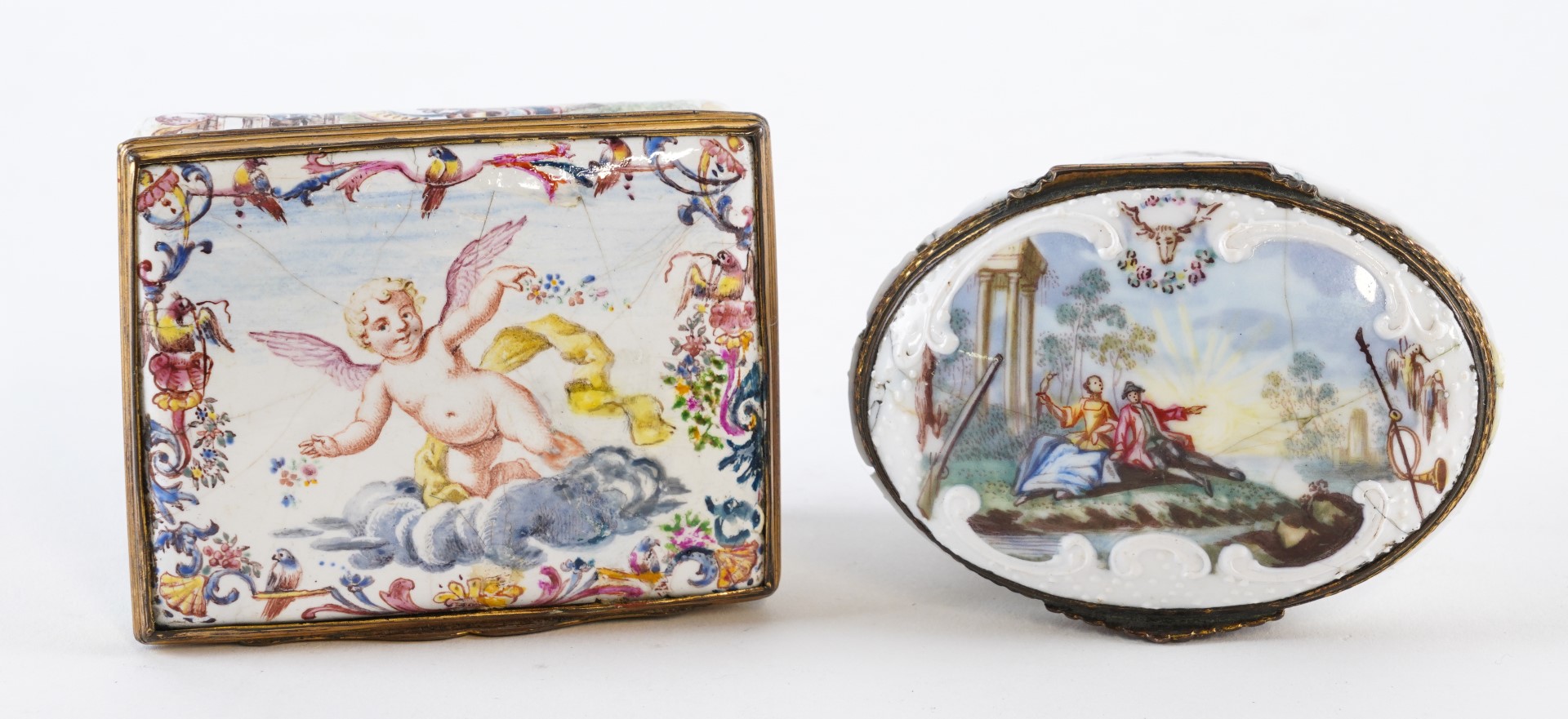 Appraisal: A RECTANGULAR ENAMEL SNUFF BOX Possibly late th century With