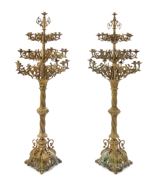 Appraisal: Sale Lot A Pair of Gilt Metal Twenty-Two-Light Candelabra circa