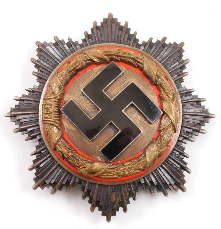 Appraisal: Nazi badge very ornate in case Enameled black swastika with