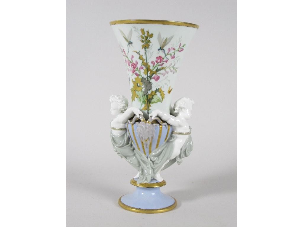 Appraisal: A French porcelain Vase possibly Paris painted floral and dragonfly