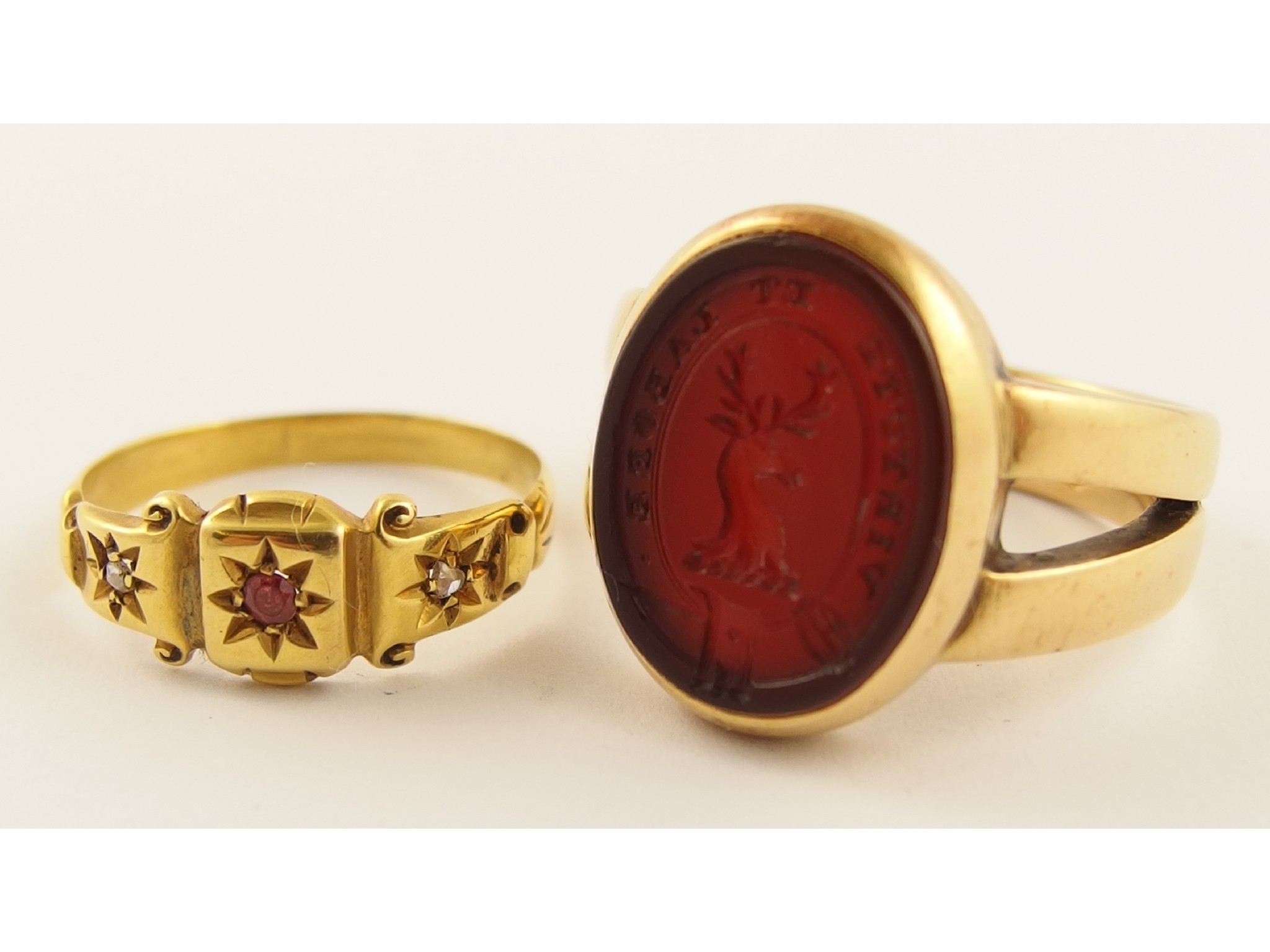 Appraisal: An ct gold Glasgow hallmarked intaglio ringdated possibly by George