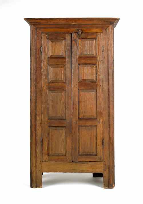 Appraisal: Pine wall cupboard with two raised panel doors ca h