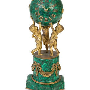 Appraisal: A French Empire Style Gilt Bronze Mounted Malachite Clock TH