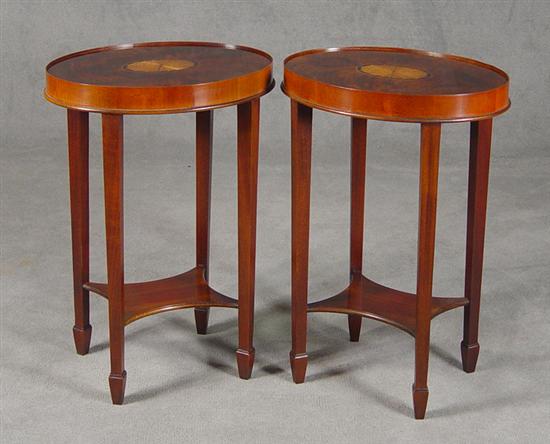 Appraisal: Pair of Hekman Mahogany Lamp Tables Late th Century Tapered