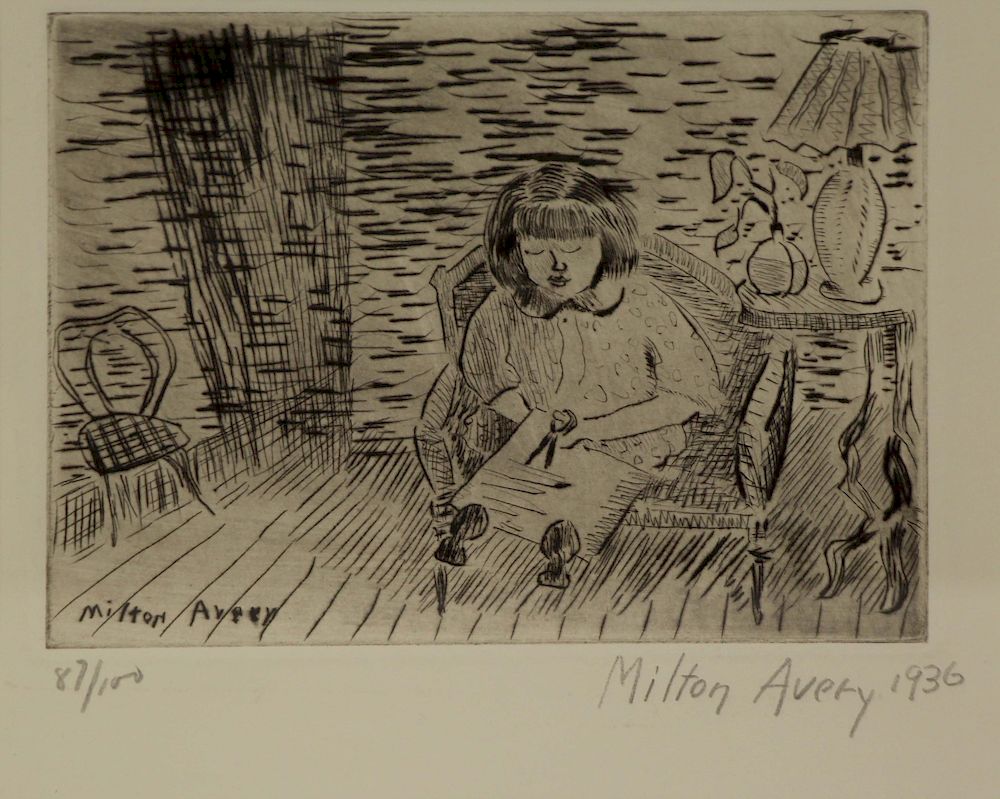 Appraisal: MILTON AVERY AMERICAN - Drypoint Child Cutting Study of March