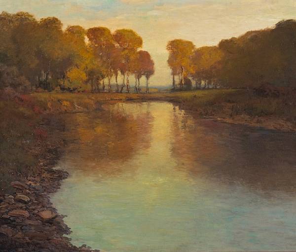 Appraisal: Julian Rix - A River among Autumn Trees signed 'Julian