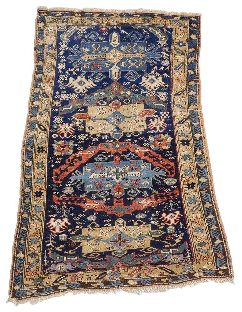 Appraisal: RUG Antique Caucasian Derbent ' x ' classic Bijou design