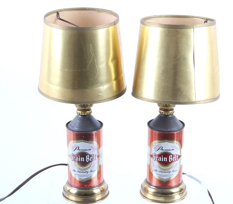 Appraisal: Original Cone Top Grain Belt Beer Can Lamps Featured in