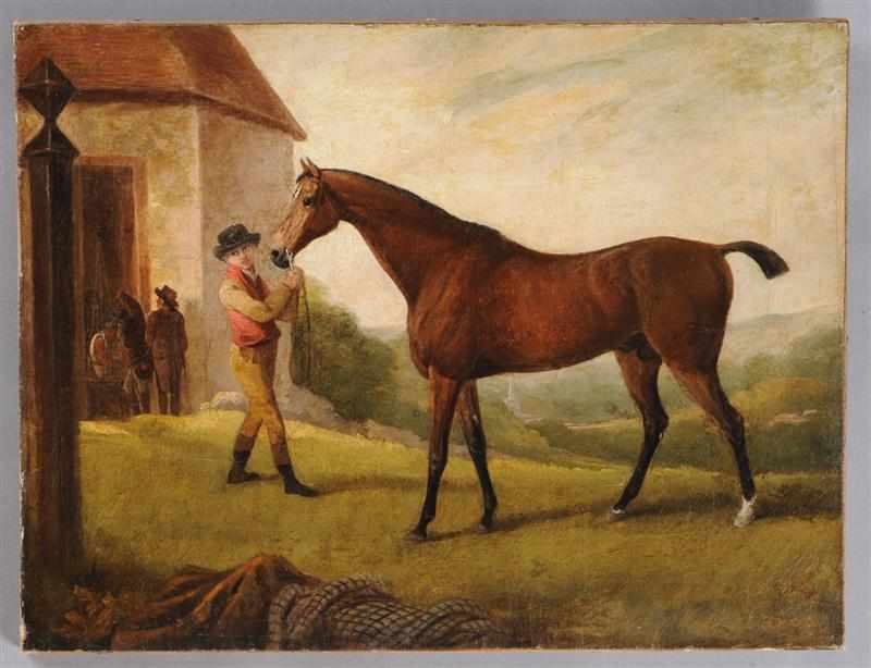 Appraisal: MANNER OF STUBBS OR SARTORIUS BAY HORSE WITH STABLE BOY