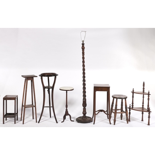 Appraisal: Miscellaneous Edwardian and later oak and other plant stands tripod