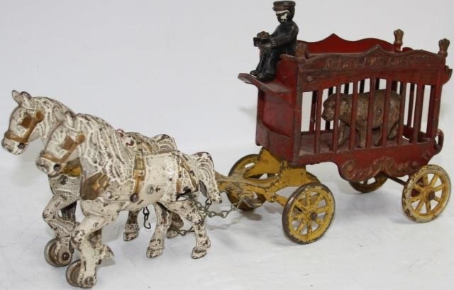 Appraisal: EARLY KENTON CAST IRON OVERLAND CIRCUS WAGON ORIGINAL PAINT WORN