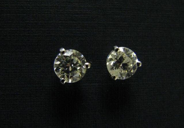 Appraisal: Pair of K white gold diamond stud earrings approximately ct