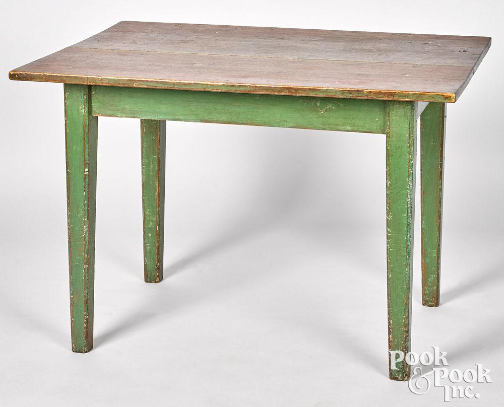 Appraisal: Painted pine work table th c Painted pine work table