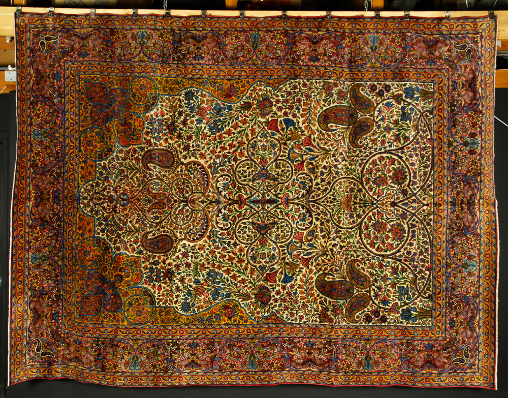 Appraisal: - Antique Persian Lavar Kerman Rug Antique Persian Lavar Kerman