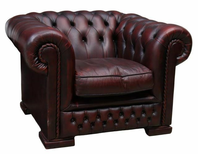 Appraisal: English club chair late th c in oxblood leather upholstery