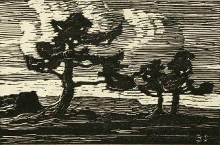 Appraisal: BIRGER SANDZEN - PENCIL SIGNED WOODBLOCK Titled 'Evening' lower right