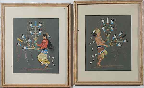 Appraisal: Harrison Begay Navajo Feather Dancer Prints Harrison Begay American b