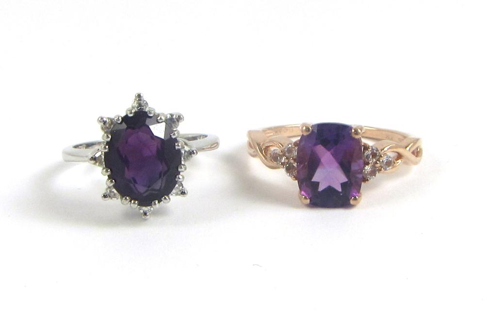 Appraisal: TWO PURPLE AMETHYST RINGS including a k white gold ring