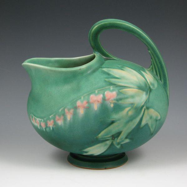 Appraisal: Roseville Bleeding Heart pitcher in blue-green Hard to find shape