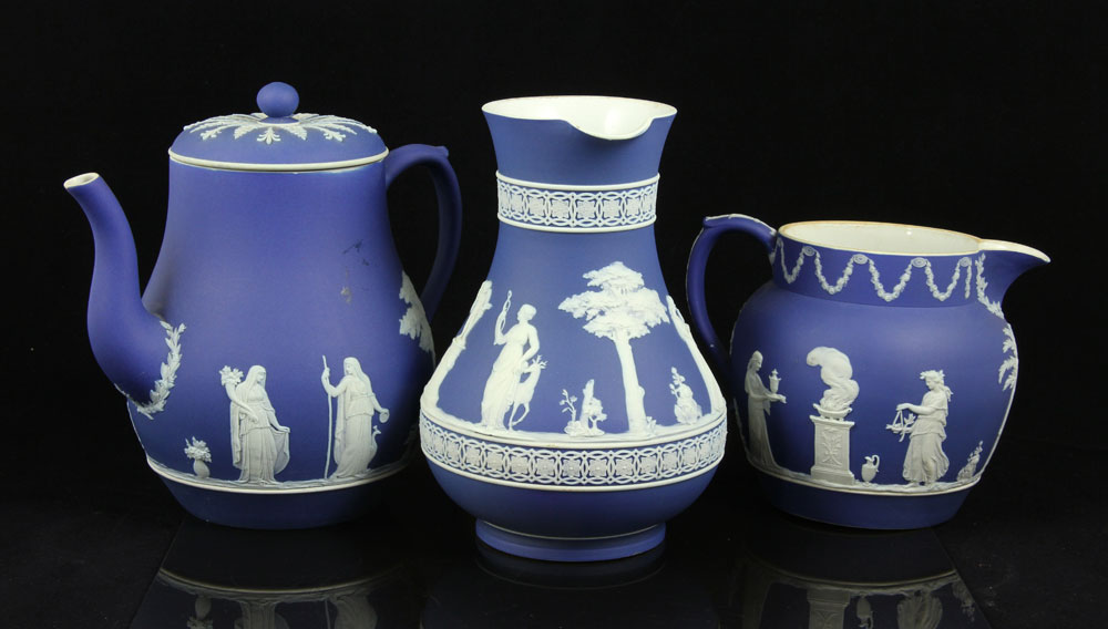 Appraisal: - Wedgwood Vessels Lot of three blue and white Wedgwood