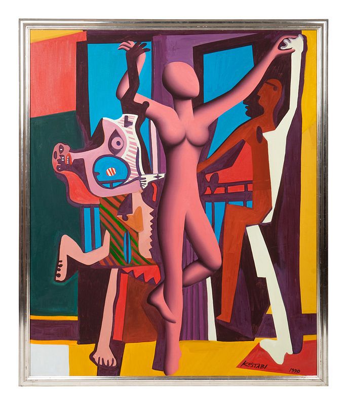 Appraisal: Mark Kostabi American b Last Tango in Cubism Mark Kostabi