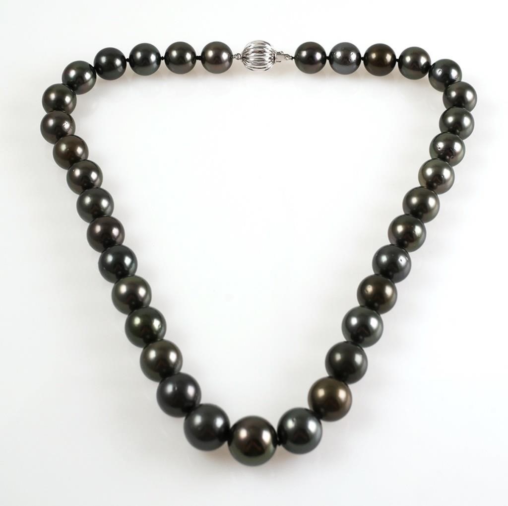 Appraisal: round Tahitian pearls - mm dark gray color with excellent