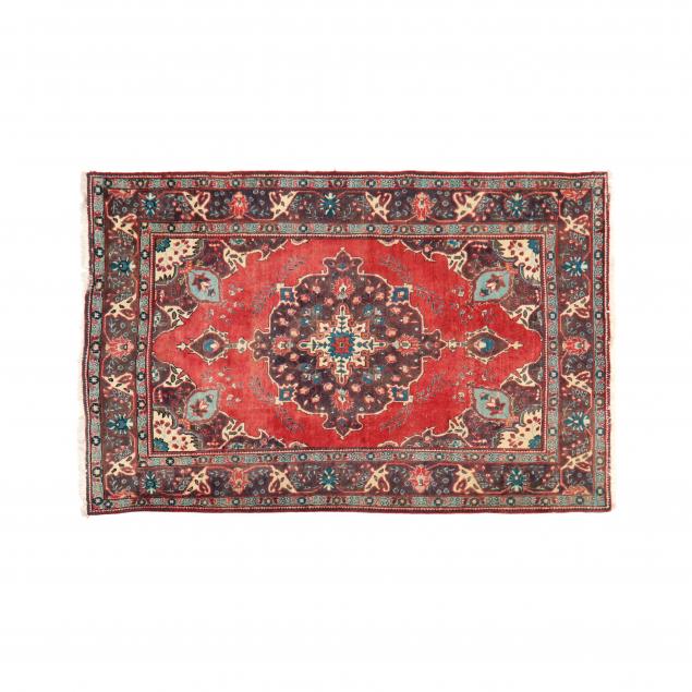 Appraisal: HAMADAN RUG Pink field with central lavender field and spandrels